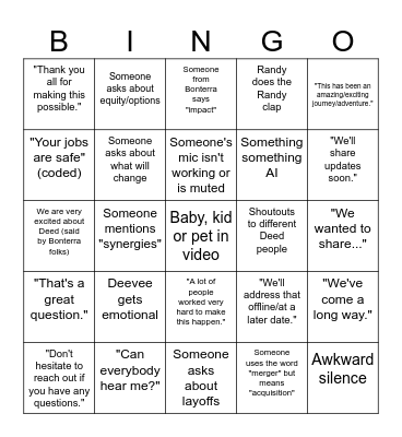 ALL HANDS Bingo Card