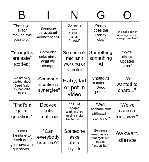 ALL HANDS Bingo Card