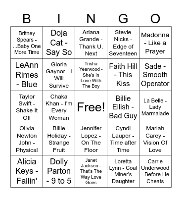 Diva's! Bingo Card
