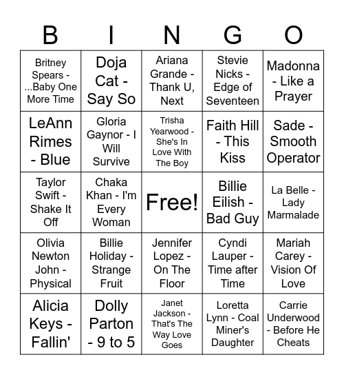 Diva's! Bingo Card
