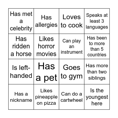 Find someone who Bingo Card