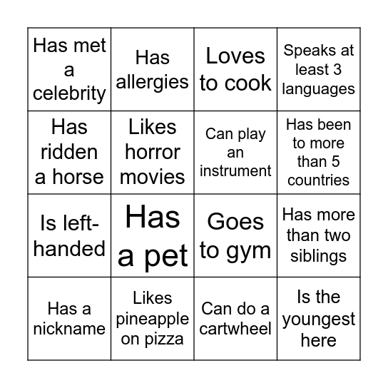 Find someone who Bingo Card