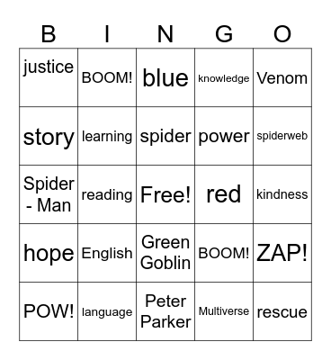 The Power of English Bingo Card