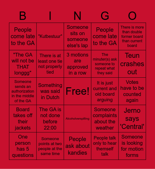 Half-Year GA Bingo Card