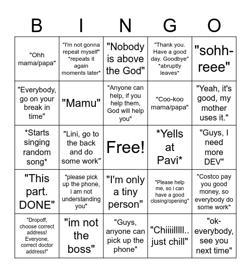 Syed's Famous Words Bingo Card
