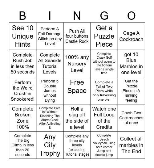 Crush PSP Bingo 01 Bingo Card