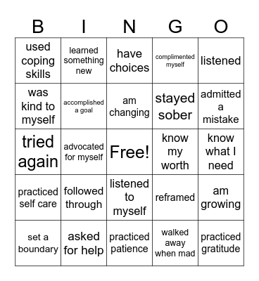 Today, I... Bingo Card