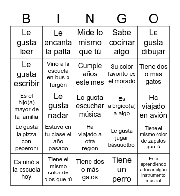 Bingo de los amigos Bingo Card