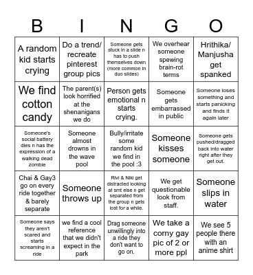 Funworld Trip Bingo Card