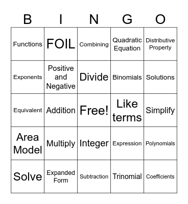 Polynomial Bingo Card