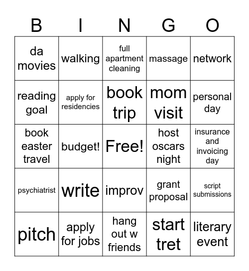 March Bingo Card