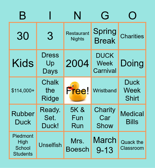 DUCK WEEK Bingo Card