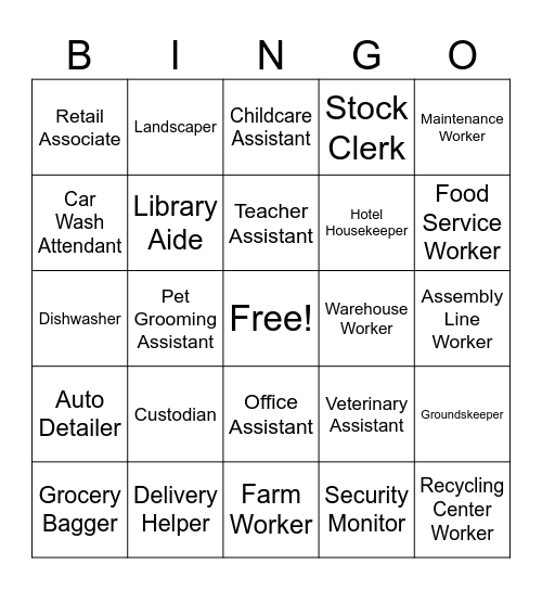 Career Bingo Card