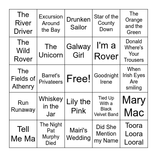 Irish Jig Bingo!! Bingo Card