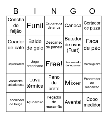 Chá de Cozinha Elmarea e Gabriel Bingo Card