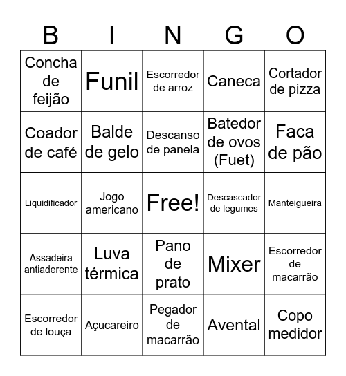 Chá de Cozinha Elmarea e Gabriel Bingo Card