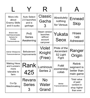 Grabble 12th Anni Bingo Card