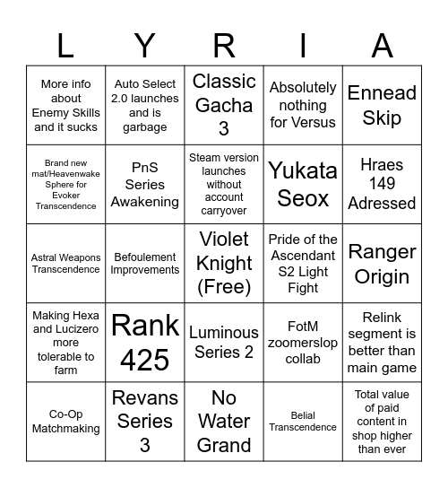 Grabble 12th Anni Bingo Card