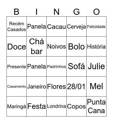 Chá Bar Marilia e Lucas Bingo Card