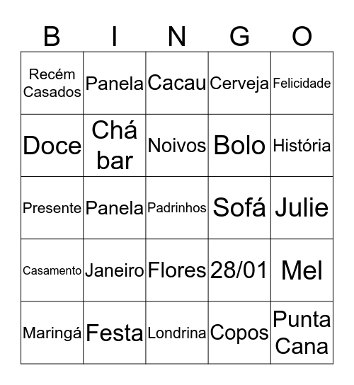 Chá Bar Marilia e Lucas Bingo Card