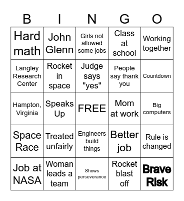 Hidden Figures BINGO Card