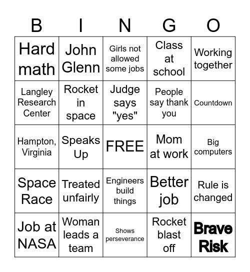 Hidden Figures BINGO Card
