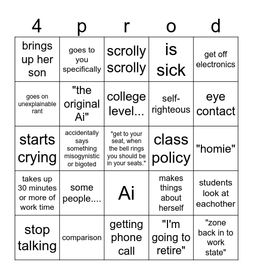 Gianola bingo Card