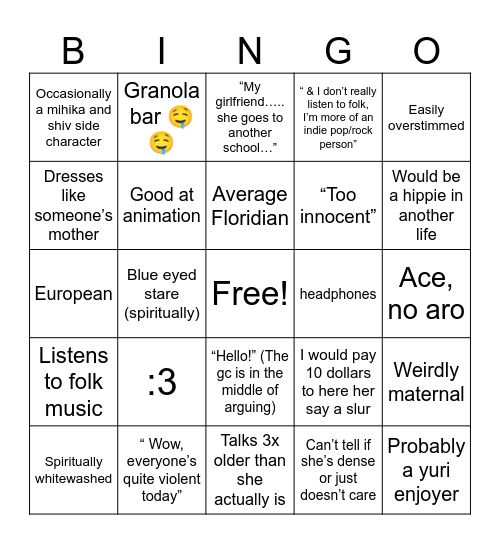 Nat Bingo Card