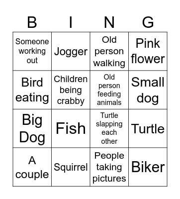 Park Bingo Card