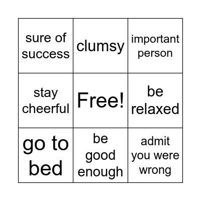 IDIOMS Bingo Card