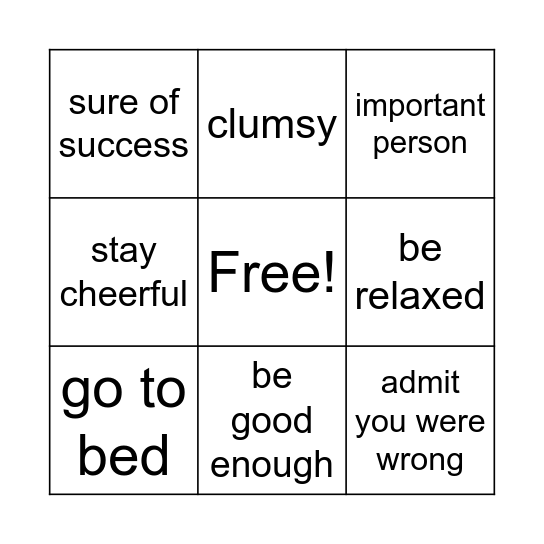 IDIOMS Bingo Card