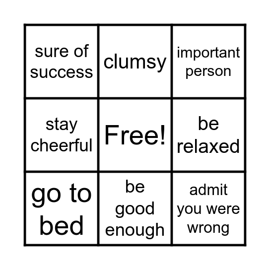 IDIOMS Bingo Card