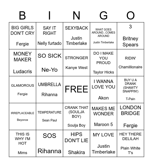 I was #1 (2005-2010) Bingo Card