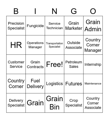Career Bingo Card