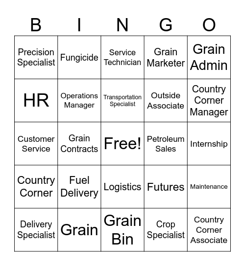 Career Bingo Card