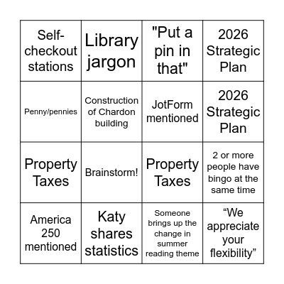 2026 Roundtable Bingo Card