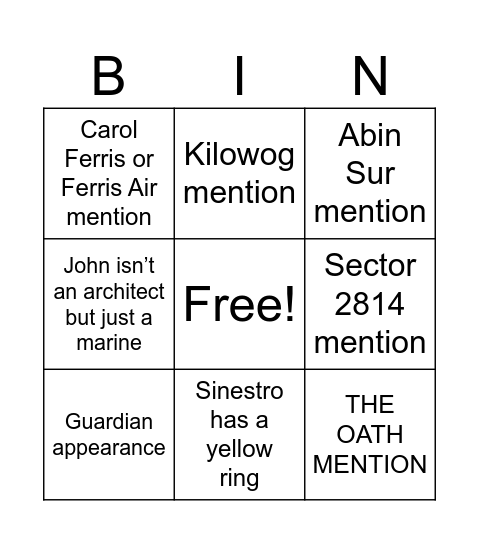 LANTERNS Bingo Card