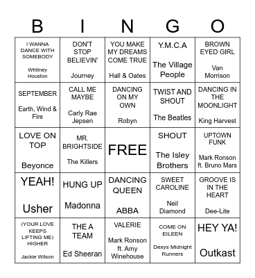 Wedding Crashers Bingo Card