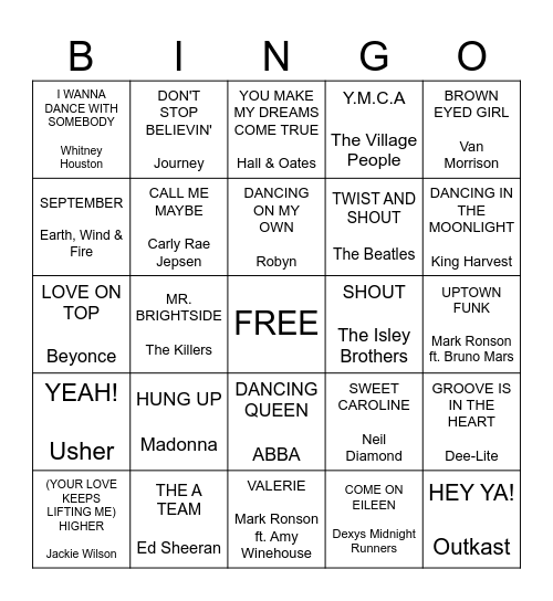 Wedding Crashers Bingo Card