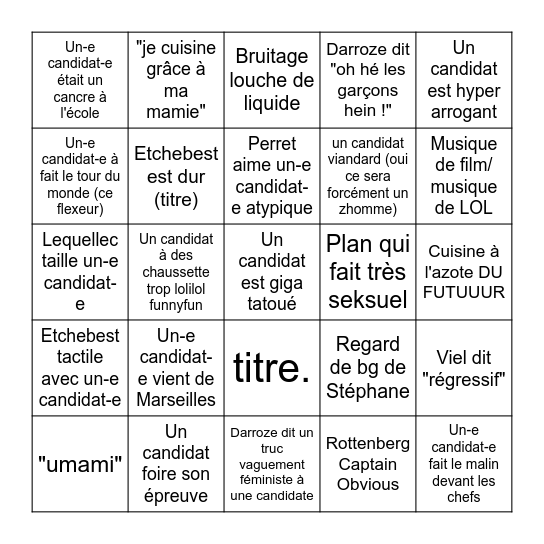 Bingo Top Chef !!! Bingo Card