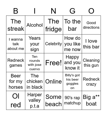 (COUNTRY) Cheesy Funny & Redneck Bingo Card