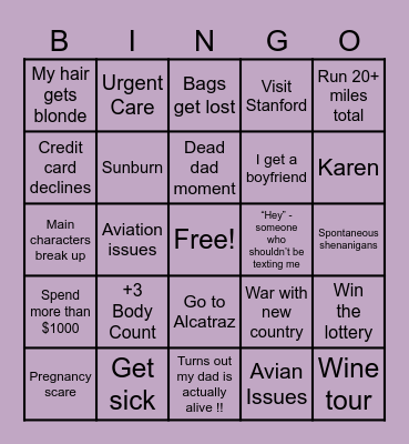 Spring Break Bingo Card