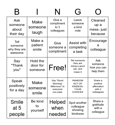 KINDNESS BINGO Card