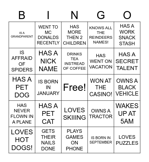 XCS BINGO Card