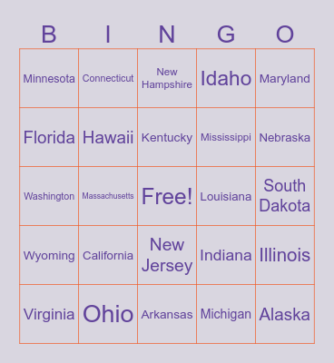 United States Flags Bingo Card