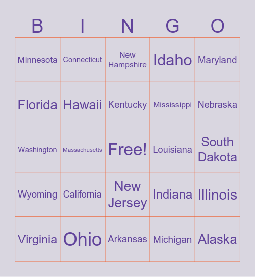 United States Flags Bingo Card