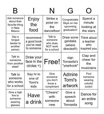 Tomasita's Retirement Bingo Card