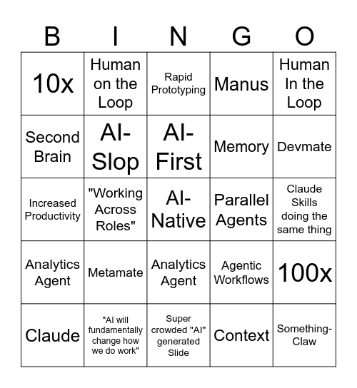 AI Focus Week Bingo Card