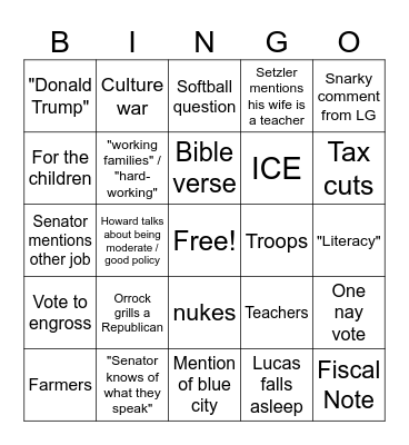 Crossover Day Bingo Card