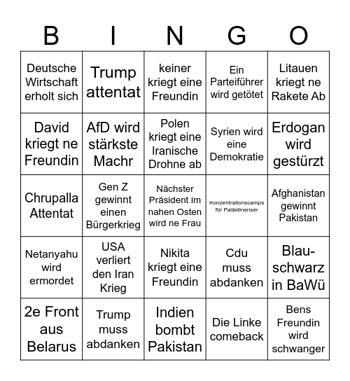 Bingo 2026 (updatet) Bingo Card
